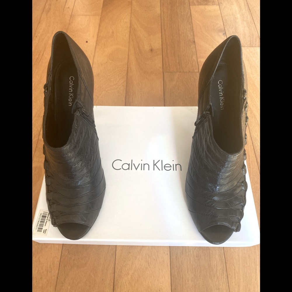 Calvin Klein Black Nana Napa Heels Size 8